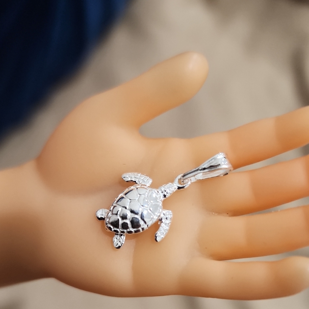 Charming Silver Turtle Charm - image 1